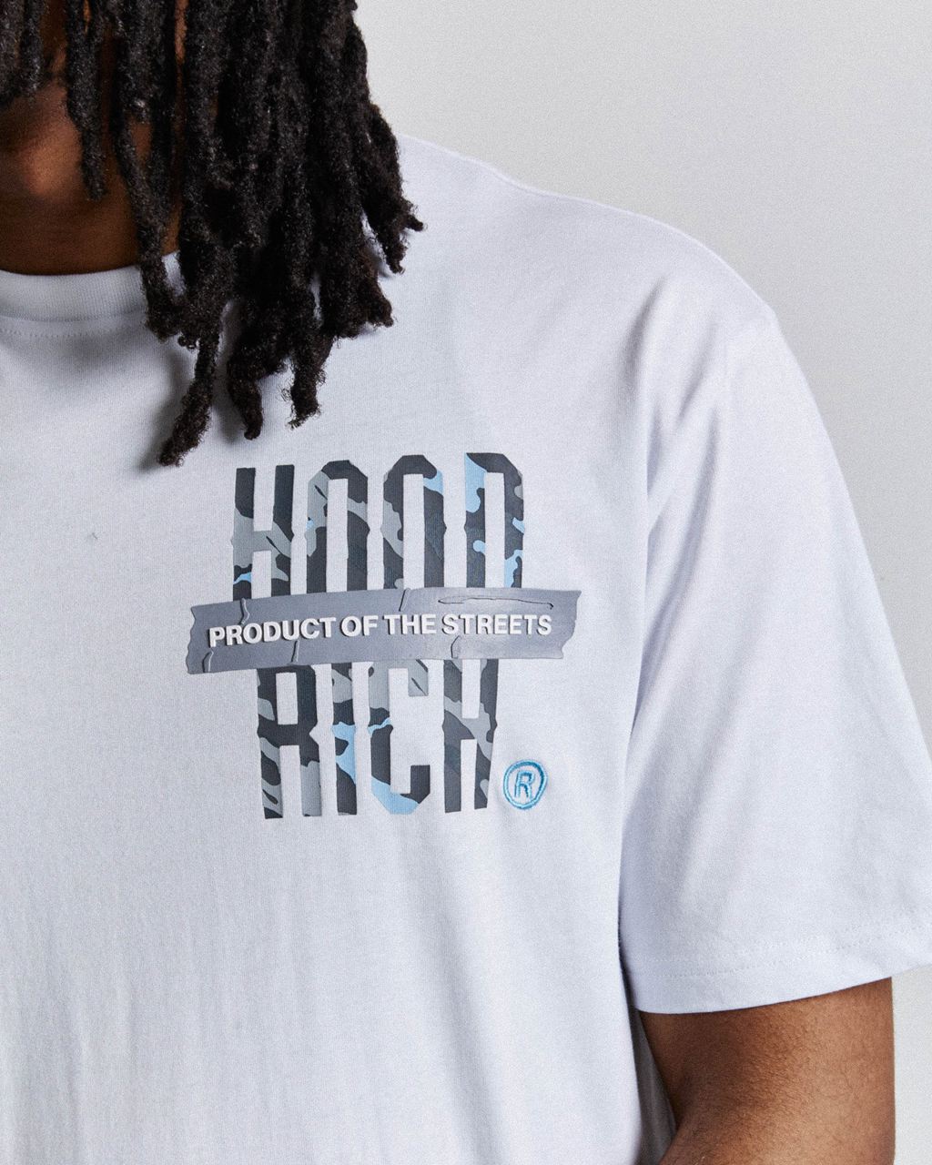 White/Blue Hoodrich Territory T-Shirt USA | 917-YXODPV