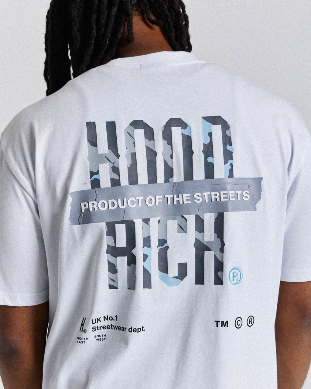 White/Blue Hoodrich Territory T-Shirt USA | 917-YXODPV