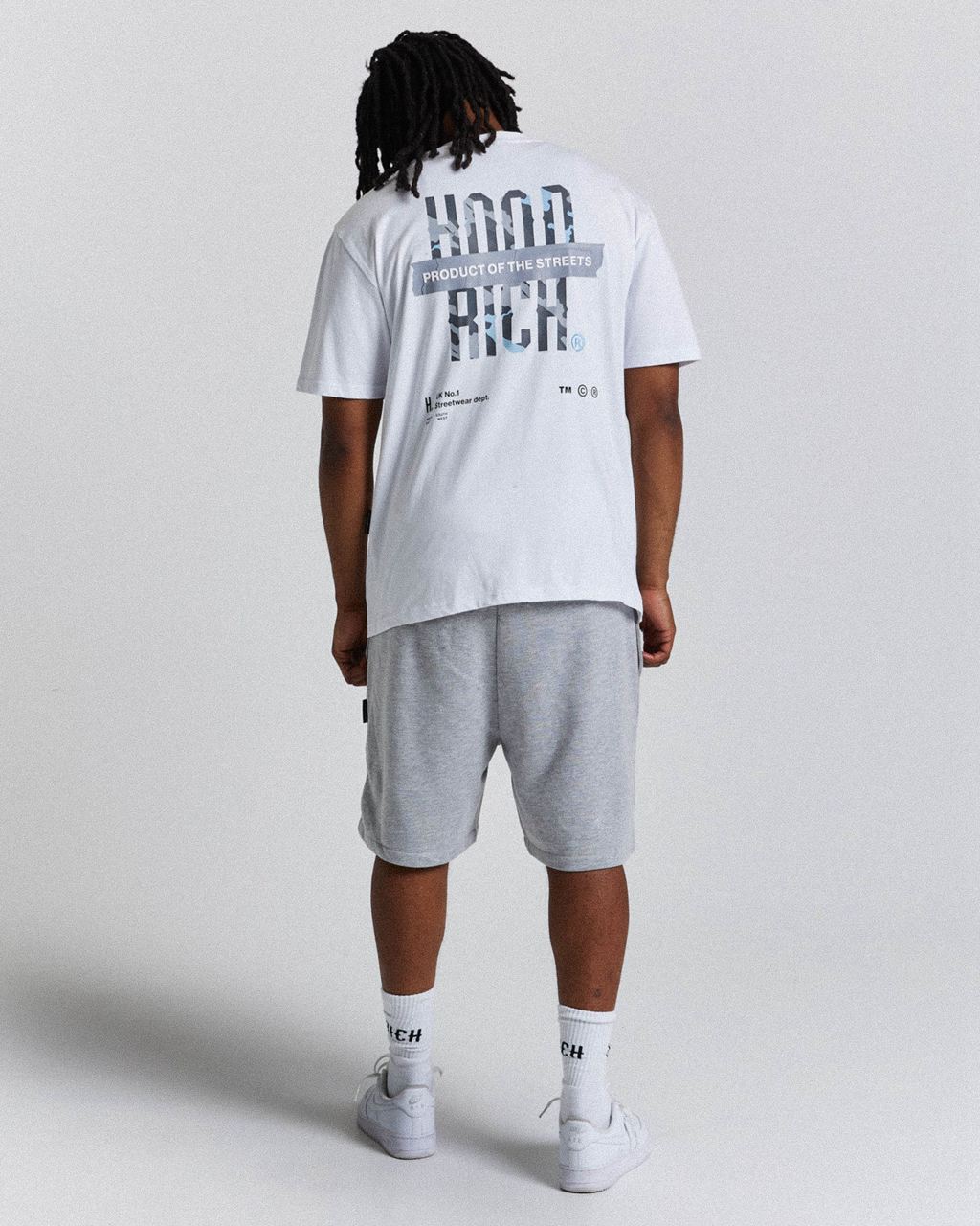 White/Blue Hoodrich Territory T-Shirt USA | 917-YXODPV