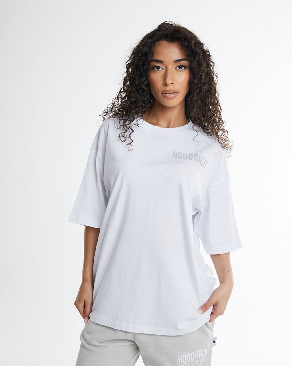 White/Grey/Pink Hoodrich Flex Oversized T-Shirt USA | 724-GSLJNY