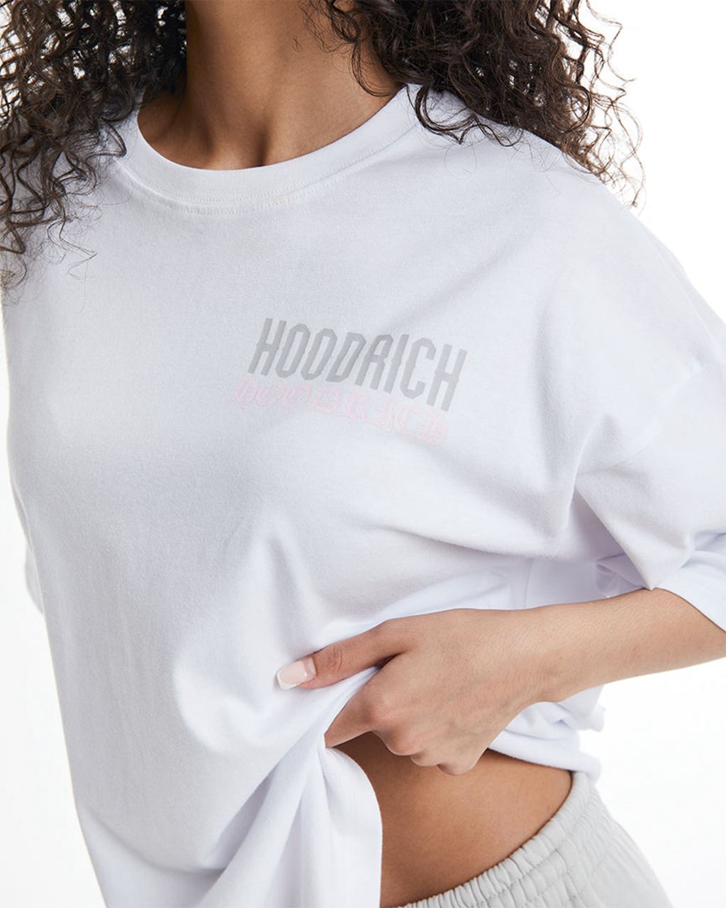 White/Grey/Pink Hoodrich Flex Oversized T-Shirt USA | 724-GSLJNY