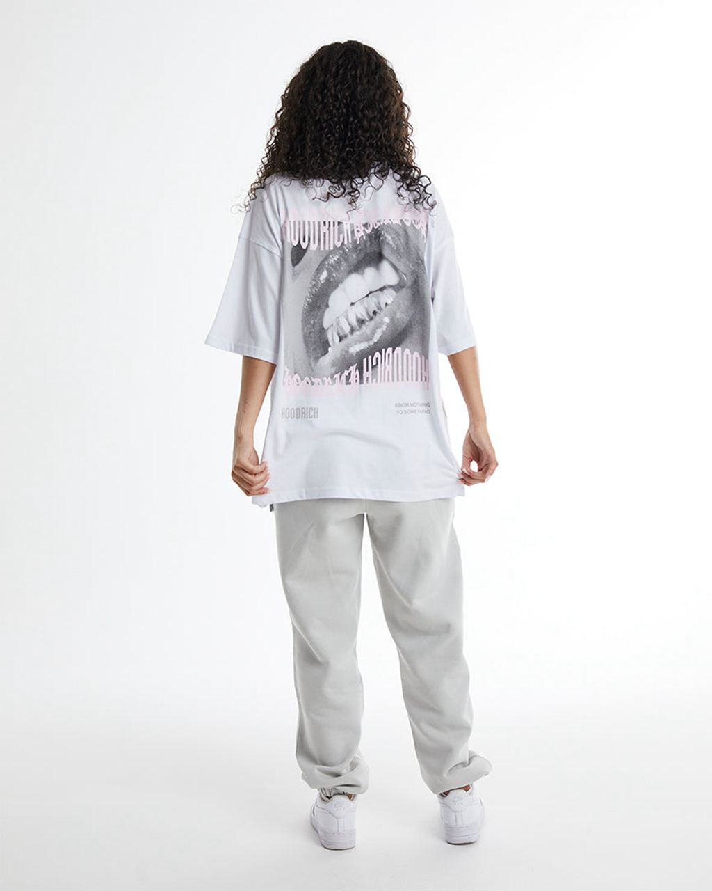 White/Grey/Pink Hoodrich Flex Oversized T-Shirt USA | 724-GSLJNY