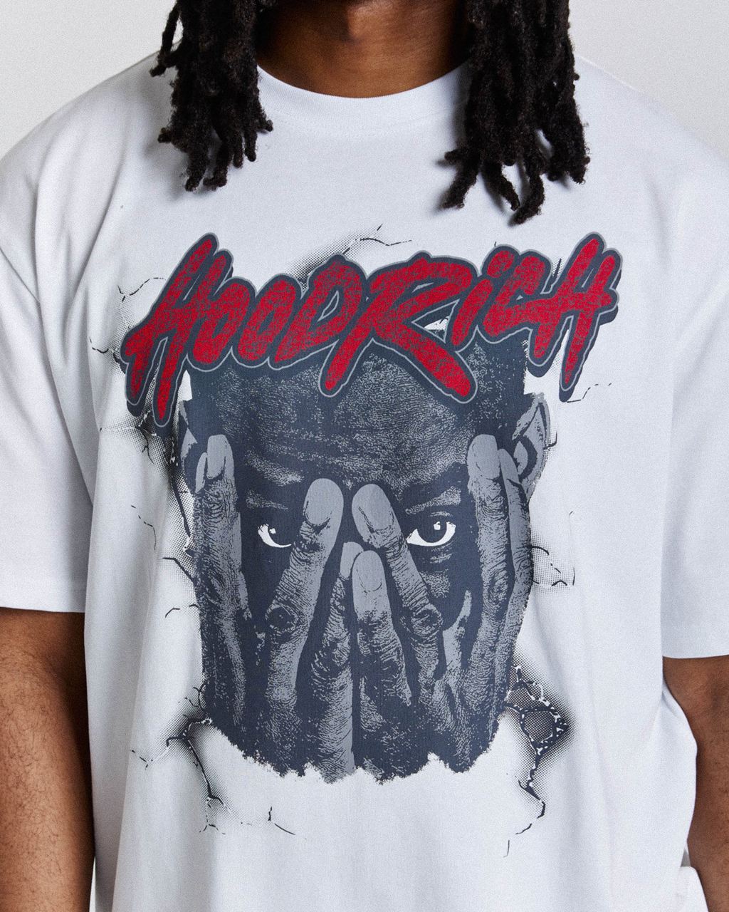 White/Grey/Red Hoodrich Shadow Oversized T-Shirt USA | 018-GVPZEQ